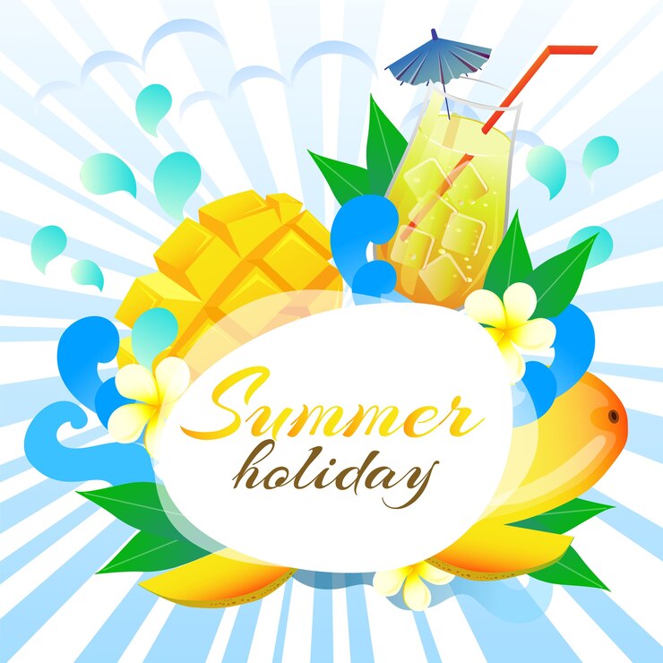 vacaciones de verano con jugo de mango