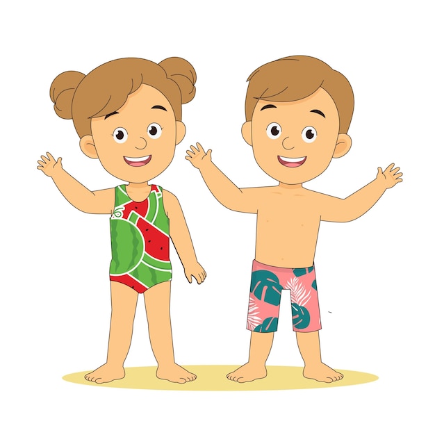 Vacaciones de verano, niños pequeños jugando en la playa.