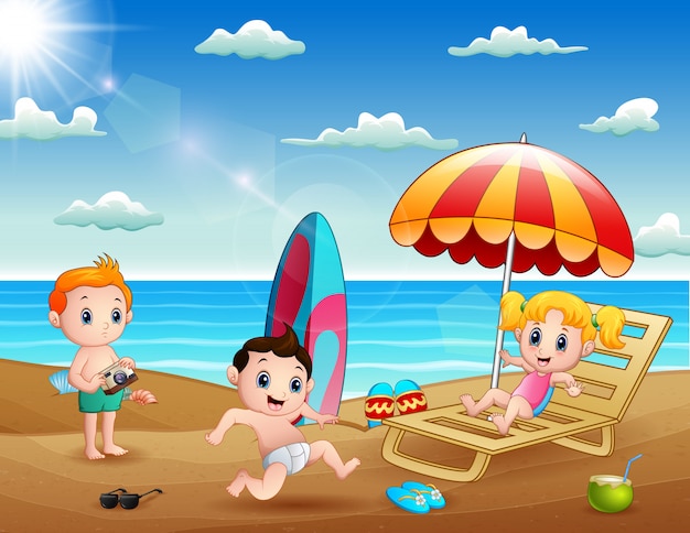 Vacaciones de verano con niños en playa tropical