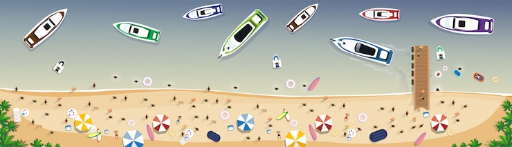 Vector vacaciones de verano en la playa set sand tropical holiday banner
