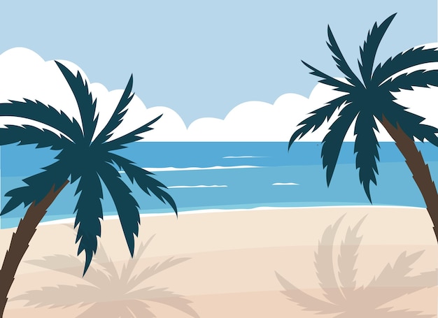 Vacaciones de verano en la playa tropical palmeras y fondo del paisaje de la playa del cielo vector