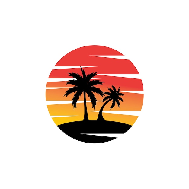 vacaciones de verano en el vector del logotipo de la playa tropical