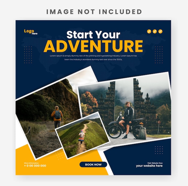 Vacaciones de viaje Explore el mundo Publicación de Instagram o plantilla de publicación en redes sociales