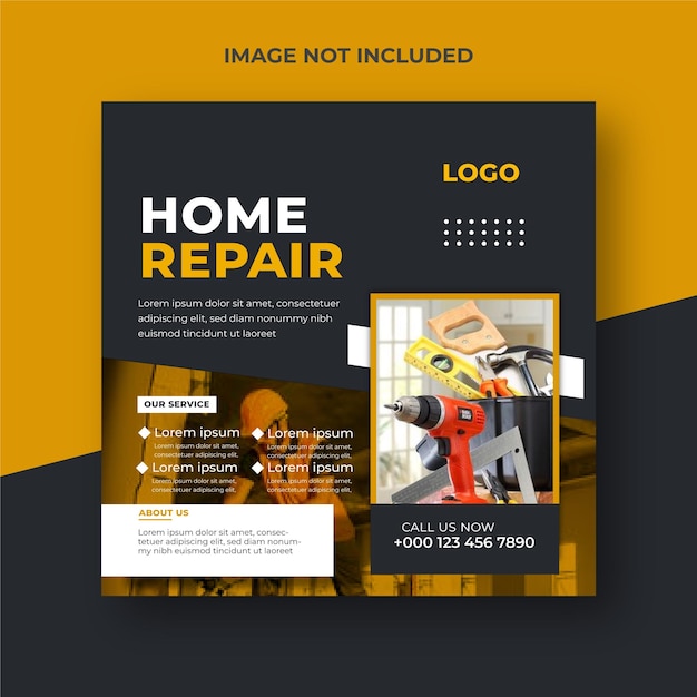 Vact Modelo de diseño de post en las redes sociales para el folleto de reparación y renovación de viviendas