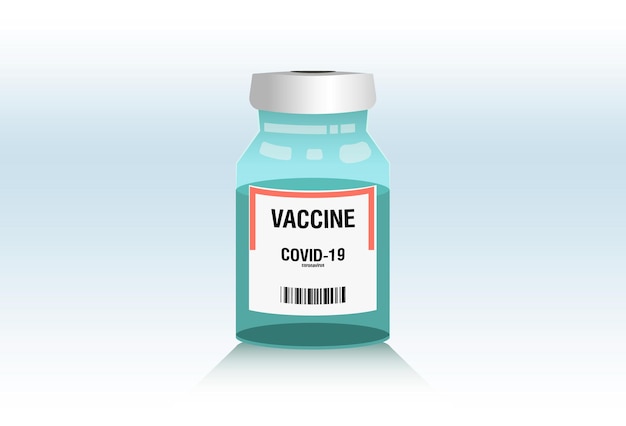 Vector vacuna covid-19 ncov-2019. vacuna contra el coronavirus. un vial de vacuna. imagen vectorial con sombra realista