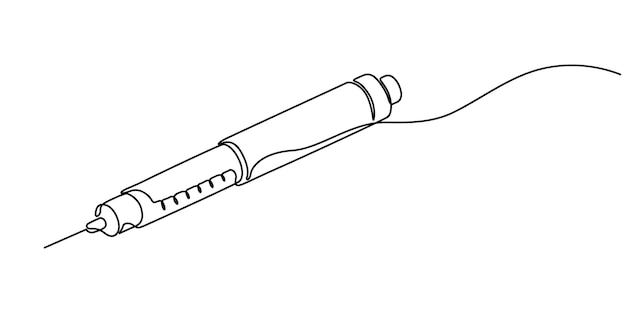 Vacuna insulina coronavirus dibujo de una línea ilustración vectorial dibujo de línea continua pro
