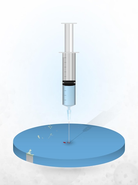 Vector vacunación de fiji, inyección de una jeringa en un mapa de fiji.