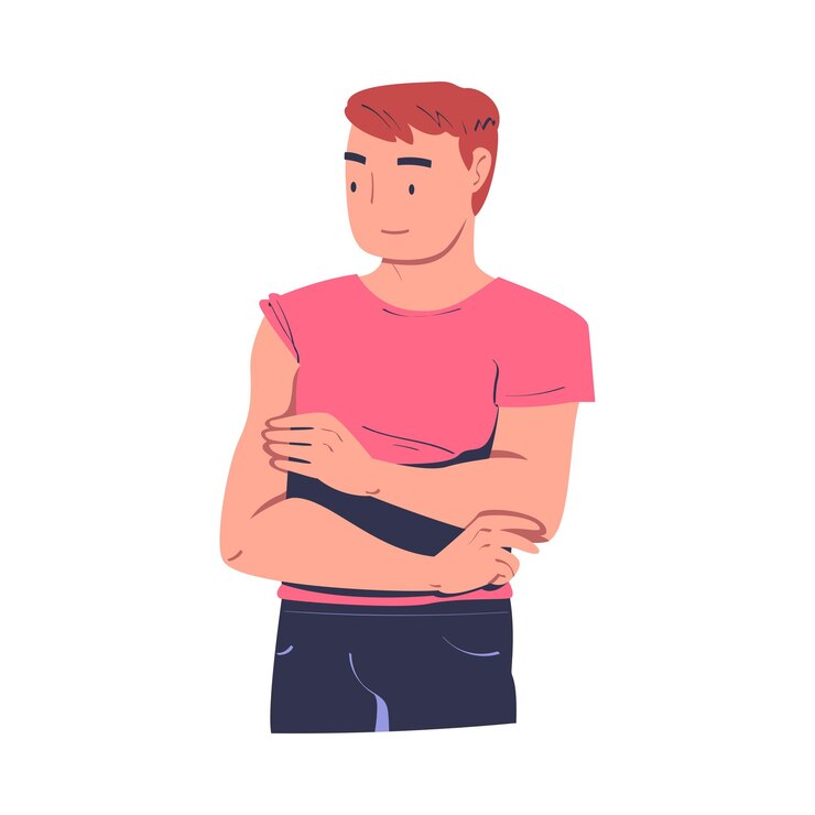 Vector vacunación con personaje de joven tirando de la manga de su brazo superior por ser vacunado ilustración vectorial