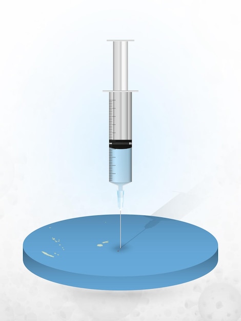 Vacunación de Tonga, inyección de una jeringa en un mapa de Tonga.