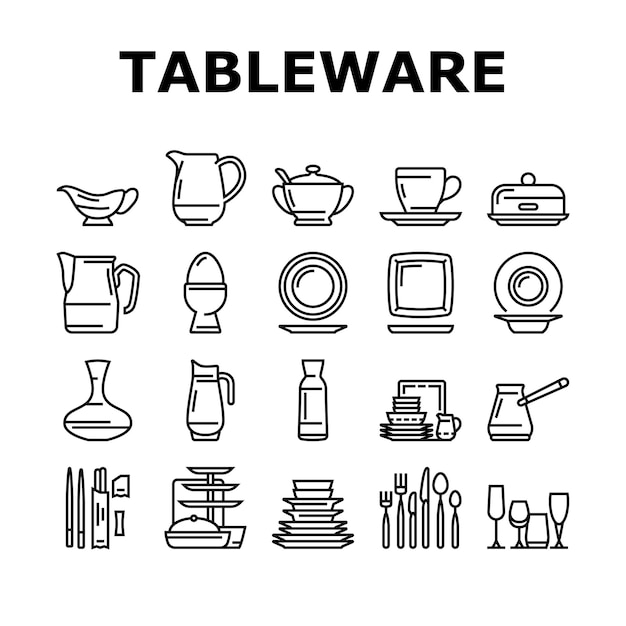 Vajilla para banquete o cena Iconos Set Vector