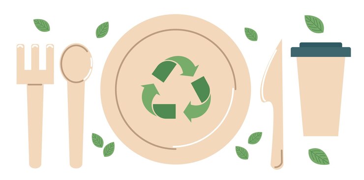 Vector vajilla ecológica vectorial materias primas secundarias aisladas en un fondo blanco reciclaje