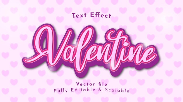 Valentín de ensueño rosa efecto de texto vectorial estilo gráfico editable