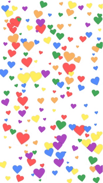 Valentín LGBT con corazones esparcidos de color arco iris