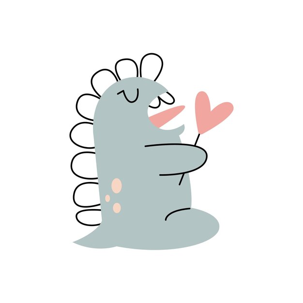 Vector valentine baby dino con piruleta de corazón