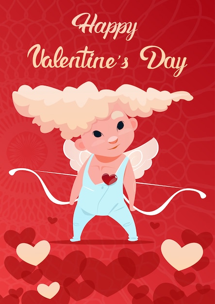 Valentine day gift card holiday amour love cupido en forma de corazón