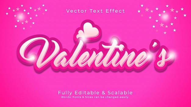 Valentines 3d vector text effect design alta calidad totalmente editable