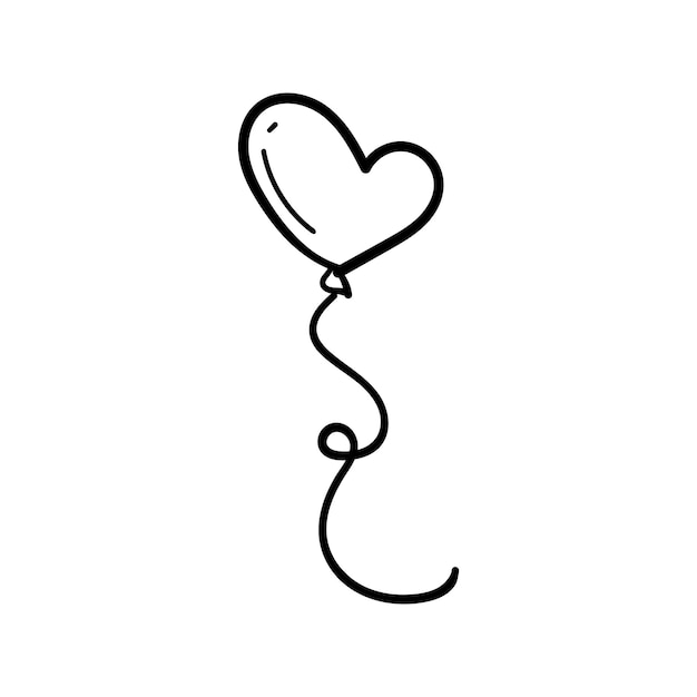 Valentines amor con arte de línea dibujo signo de corazón ilustración vectorial