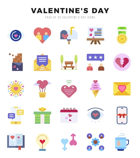 ValentineS Day Icon Bundle 25 íconos para sitios web y aplicaciones