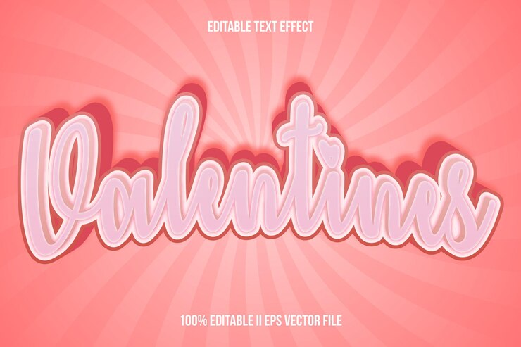 Vector valentines efecto de texto editable estilo de gradiente en relieve 3d