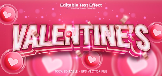 Valentines Efecto de texto editable plantilla de efecto de texto 3D