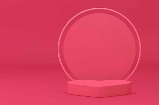 Valentines podio rosa escenario 3d vacaciones románticas celebraciones festivas arena de premios vector realista