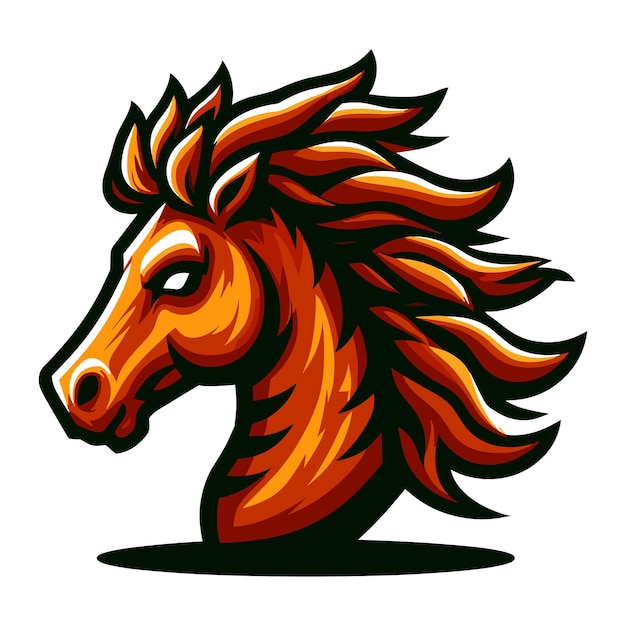 Vector valiente fuerte animal cabeza de caballo cara mascota diseño vector ilustración plantilla de logotipo