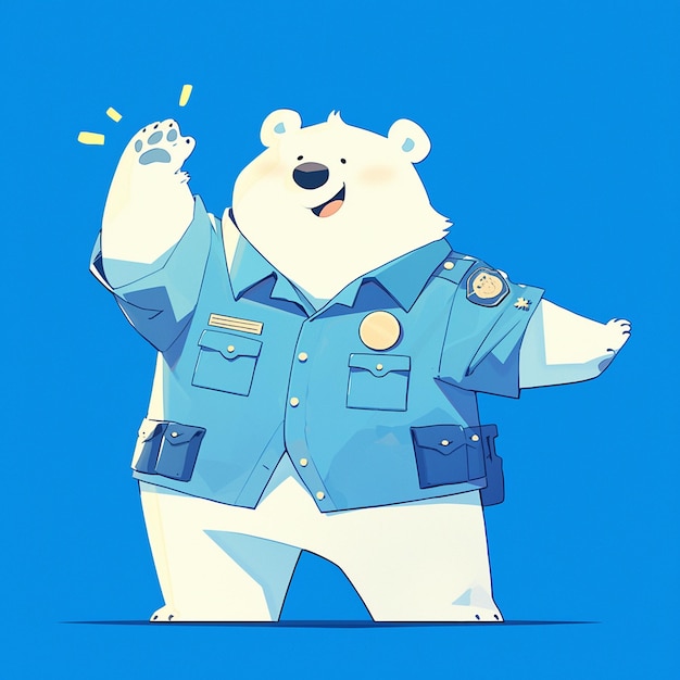 Vector un valiente oso polar al estilo de la policía de dibujos animados