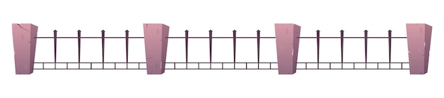 Vector valla de acero con postes de hormigón al estilo de las caricaturas