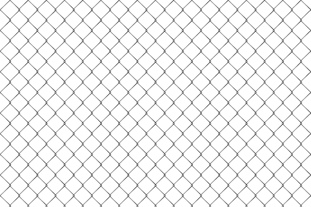 Vector valla de alambre de metal chainlink aislado sobre fondo blanco.