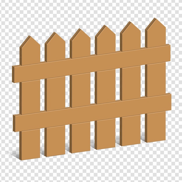 Valla de madera 3d vector ilustración