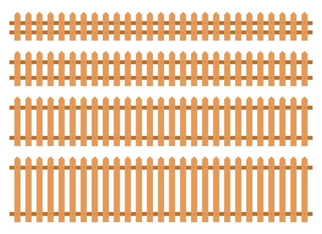 Valla de madera en la ilustración de vector de estilo plano aislado en blanco