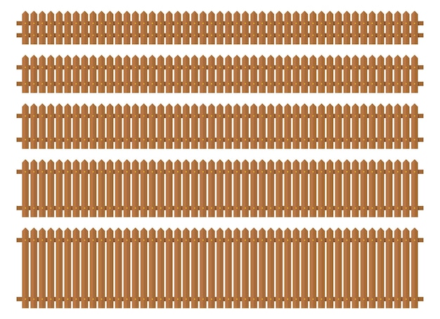 Valla de madera en la ilustración de vector de estilo plano aislado en blanco