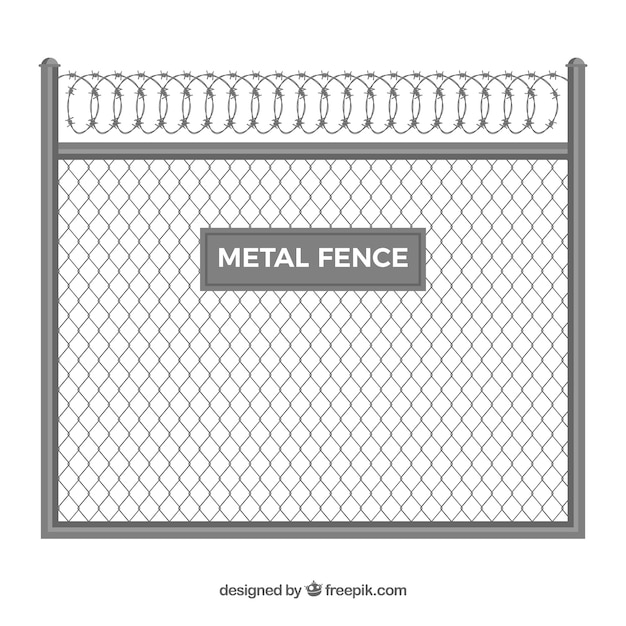 Valla de metal con alambre de púas