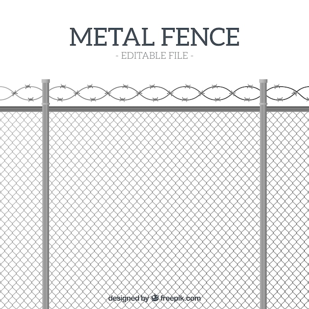 Valla de metal de estilo flat con alambre de espino