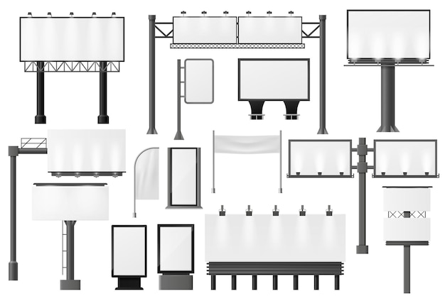 Vector vallas publicitarias y diferentes maquetas publicitarias.