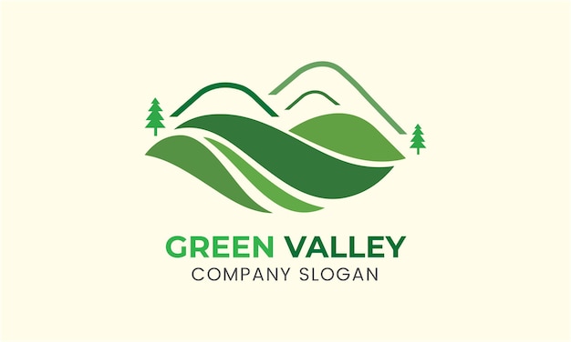 valle verde natural minimalista moderno diseño de logotipo de icono plantilla sencilla
