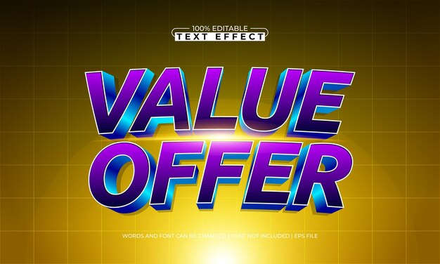 valor de oferta efecto de texto editable con un estilo de texto de venta y oferta