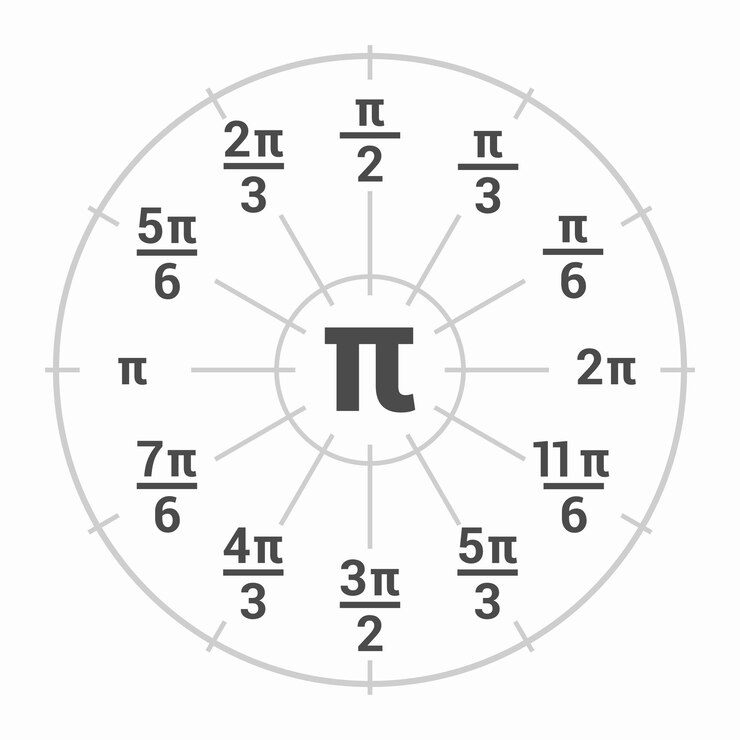 Vector el valor de pi en unidad trigonométrica simple, gráfico circular