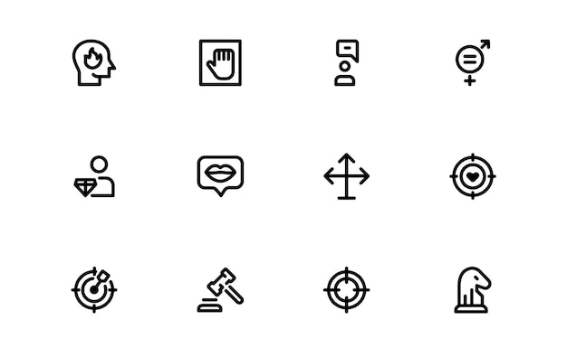 Valores básicos Icon Pack Arte de línea profesional para la integridad Colaboración Innovación y marca corporativa