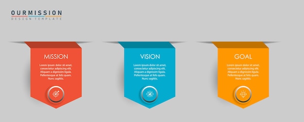Los valores de la visión de la misión plantilla de diseño gráfico eps 10 sobre fondo blanco Se puede utilizar para la presentación