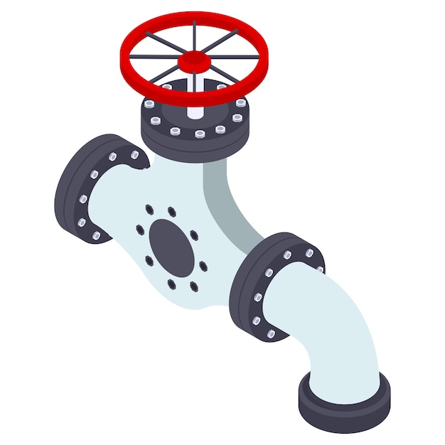 Válvula de retención de acero neumático isométrica Concepto de válvula de pinch de combustible Vector de color Diseño de icono Petróleo y gas