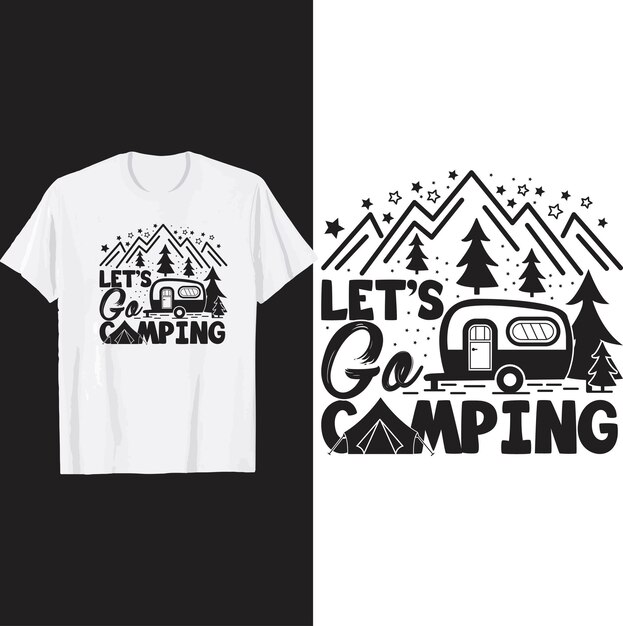 vamos a acampar diseño de camisetas.