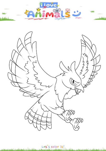 Vamos a colorearlo el dibujo animado del águila voladora de Java