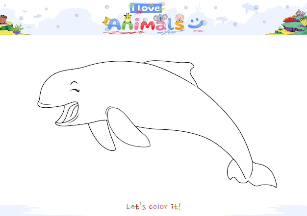 Vamos a colorearlo dibujos animados del delfín Irrawaddy