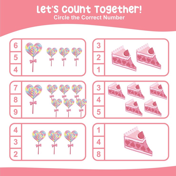 Vector vamos a contar juntos la hoja de trabajo. hoja de trabajo de matemáticas imprimible educativa. juego de matemáticas para niños.