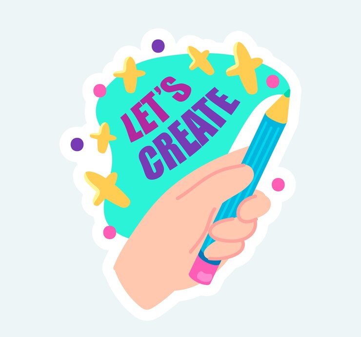Vector vamos a crear un texto de cita con la mano sosteniendo un lápiz para dibujar