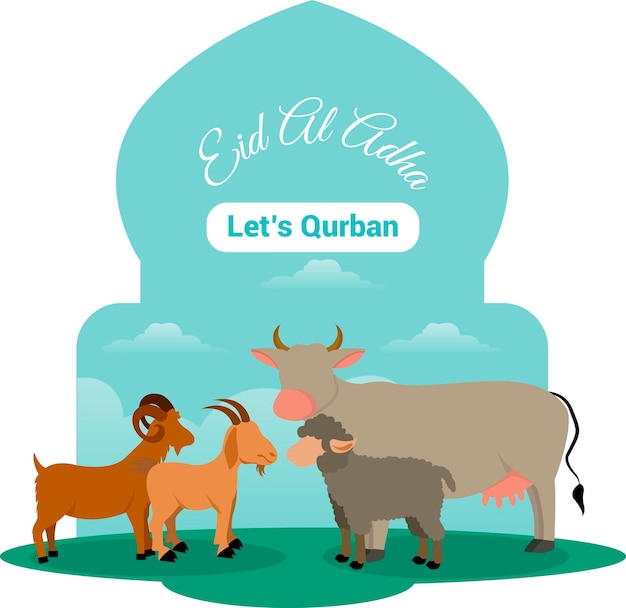 Vector vamos qurban eid al adha ilustración