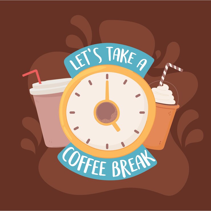 Vector vamos a tomar una pancarta de pausa para el café