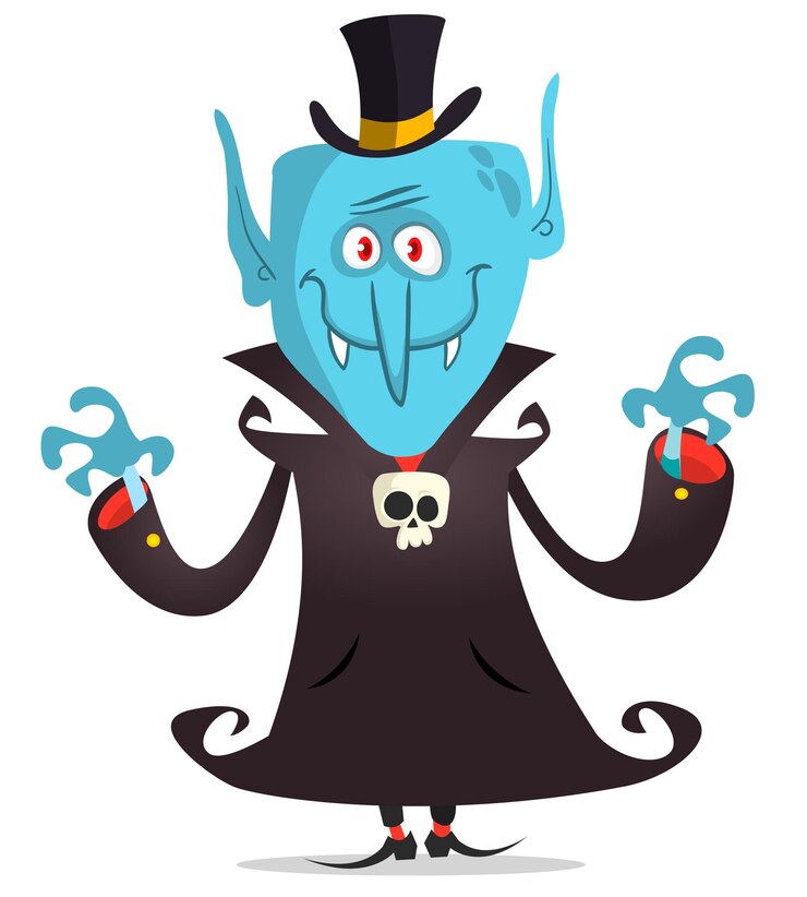 Vector vampiro de dibujos animados lindo sonriendo ilustración vectorial