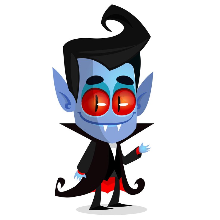 Vector vampiro de dibujos animados lindo sonriendo ilustración vectorial